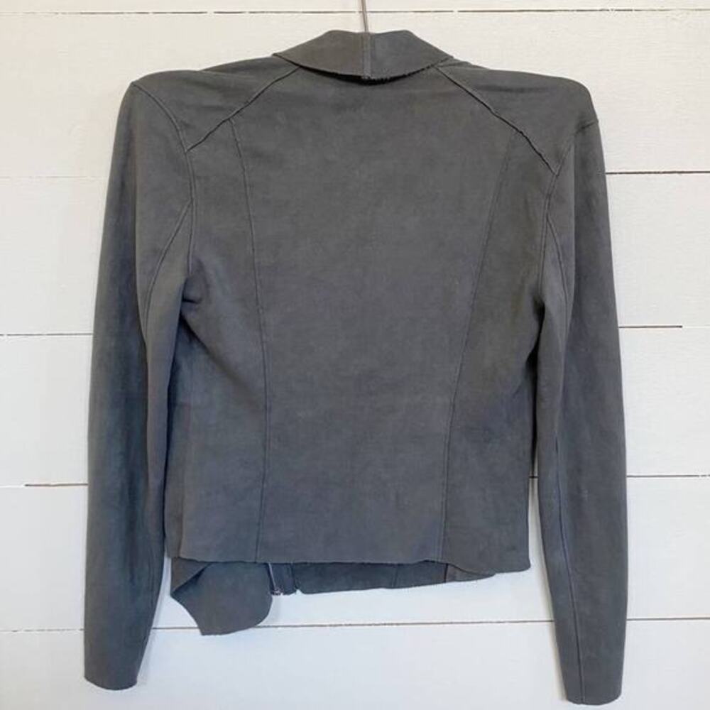 BLANKNYC Drape Front Faux Suede Asymmetrical Zip Jacket Grey‎ XS - Picture 3 of 14